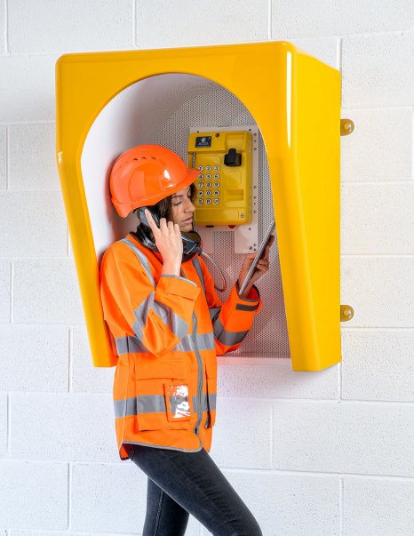 Storacall T5000 Acoustic Hood - Internal / Sheltered  Use GRP in Yellow or Orange - Post Mountable with 2 metre Post & Mounting Kit