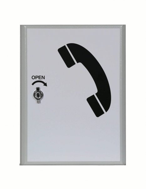 Storacall Steel Telephone Cabinet - Internal/Sheltered Use. Red, green, grey, blue or yellow labelling on door & sides