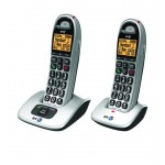 BT Big Button Twin 4000 - Cordless phone with caller ID/call waiting - DECT\\GAP - 3-way call capability - black, satin silver + additional handset 69265