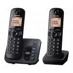 Panasonic KX-TGC222E - Cordless phone - answering system with caller ID/call waiting - DECT\\GAP - 3-way call capability - black + additional handset KX-TGC222EB