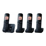 Panasonic KX-TGC224E - Cordless phone - answering system with caller ID/call waiting - DECT\\GAP - 3-way call capability - black + 3 additional handsets KX-TGC224EB