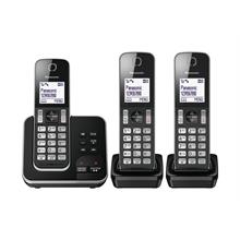 Panasonic KX-TGD323E - Cordless phone - answering system with caller ID/call waiting - DECT\\GAP - 3-way call capability - black, silver + 2 additional handsets KX-TGD323EB