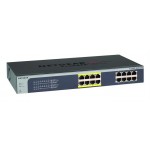 Netgear Plus JGS516PE - Switch - unmanaged - 16 x 10/100/1000 (8 PoE) - rack-mountable - PoE (85 W) JGS516PE
